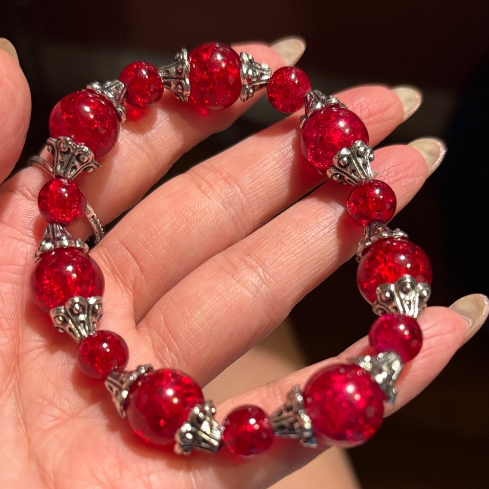 Elegant Red Beaded Bracelet